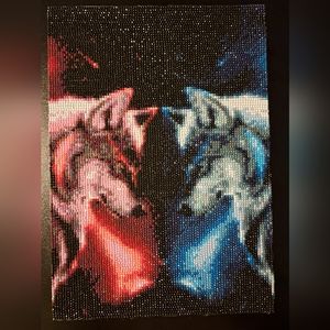 Finished two wolves diamond painting